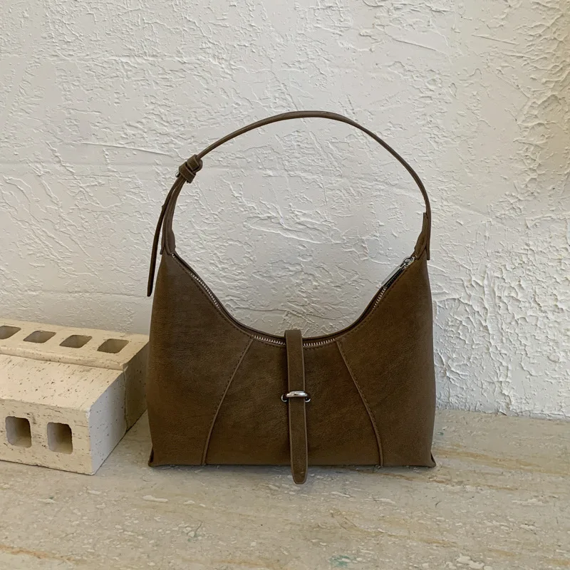 

Корейская замшевая сумка через плечо в стиле ретро, женская зимняя новая модная сумка через плечо с лунным полумесяцем, удобная и универсальная текстурированная сумка-хобо