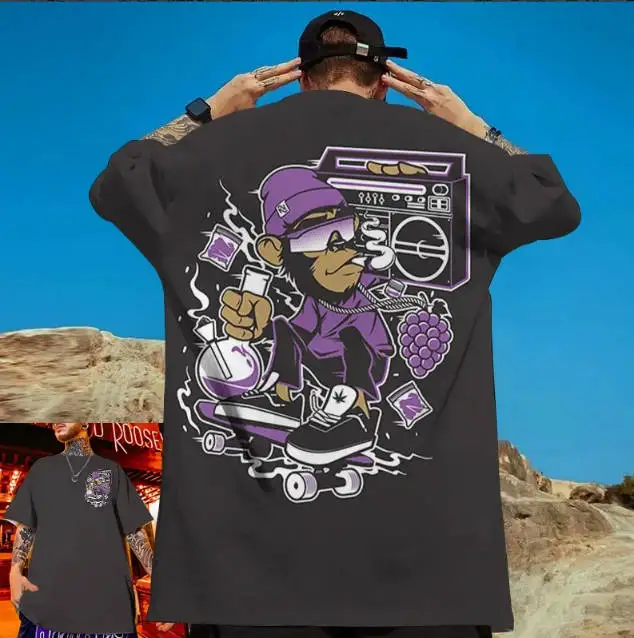 

Orangutan DJ Pattern 3d Print Men's T-shirt Summer Men's New Fashion Round Neck Short Sleeve Large Size Street Fashion T-shirt