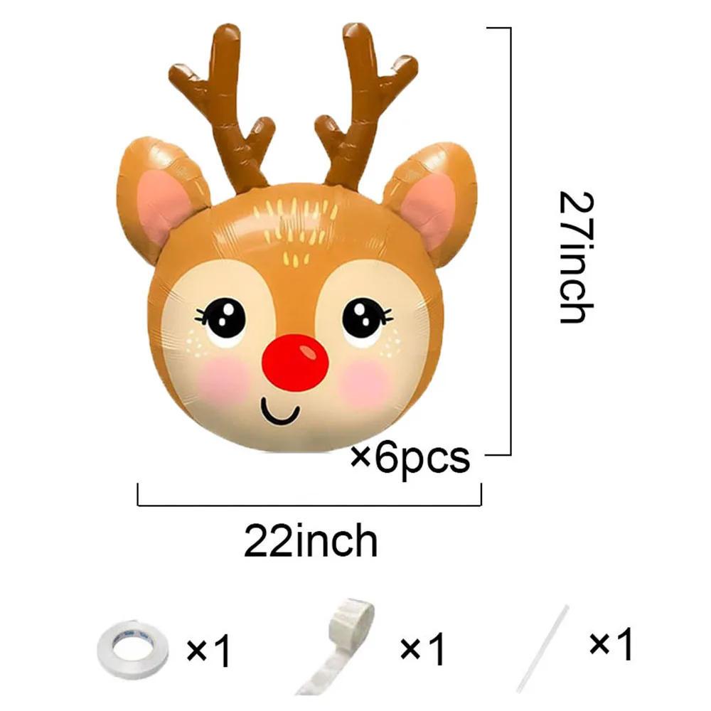 6pcs 27 inch reindeer aluminum foil balloons Christmas deer theme hunting party birthday party supplies