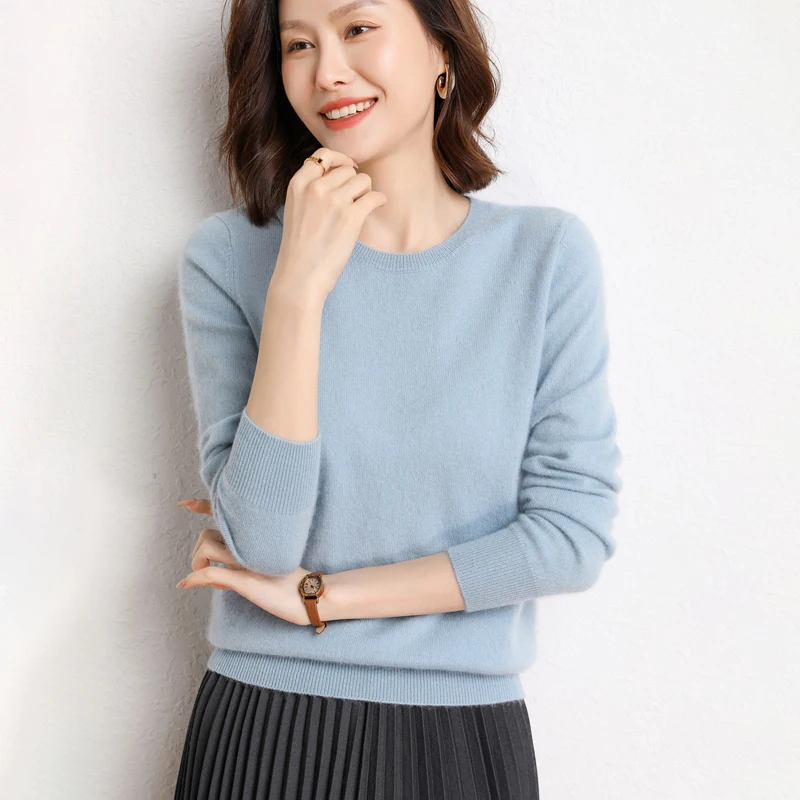 100% カシミヤプルオーバーセーター女性ニットウェア服新コレクション居心地の良い秋冬 O ネックジャンパー女性の基本的なソフトトップス