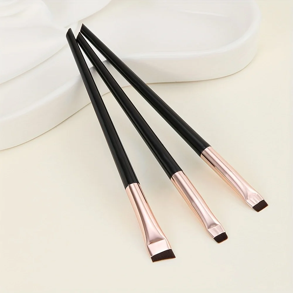 Ultra-Thin Eyebrow Brush Set -3Pcs Angled Precision Eyeliner MakeupBrushes, Synthetic Bristles Slanted Eyeshadow Eye Brow Tintin