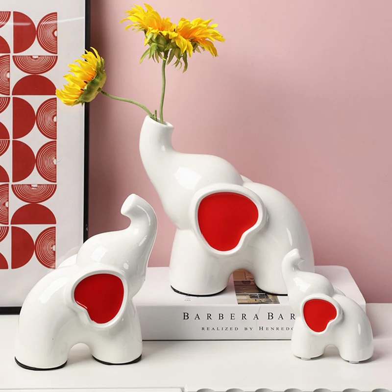 

Creative Ceramic Elephant Flower Arrangement High-end Animal Sculpture Crafts Room Entrance Office Elephant Vase Home Decoration