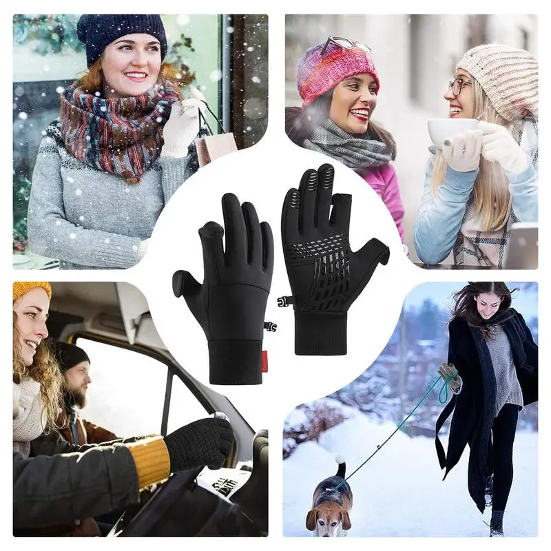 Cycling Gloves 2 Fingerless Design Non-slip Gloves Ice Fishing Equipment Winter Warm Gloves For Outdoor Activities