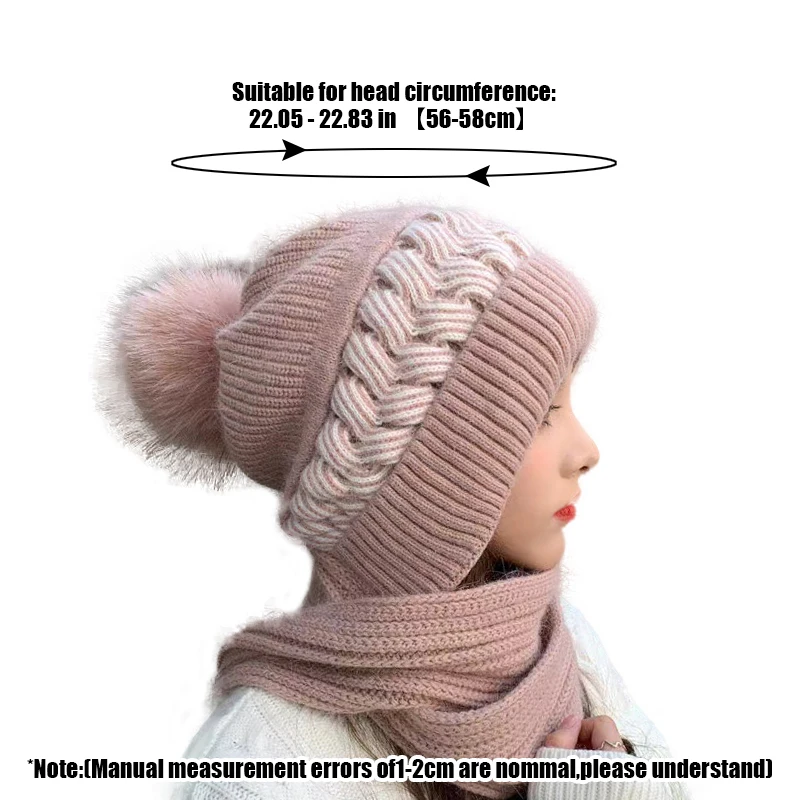 Autumn and Winter Korean Version Of The Lovely Knitted Cold Protective Ear Protection Neck Thickened Scarf one-piece Beanies