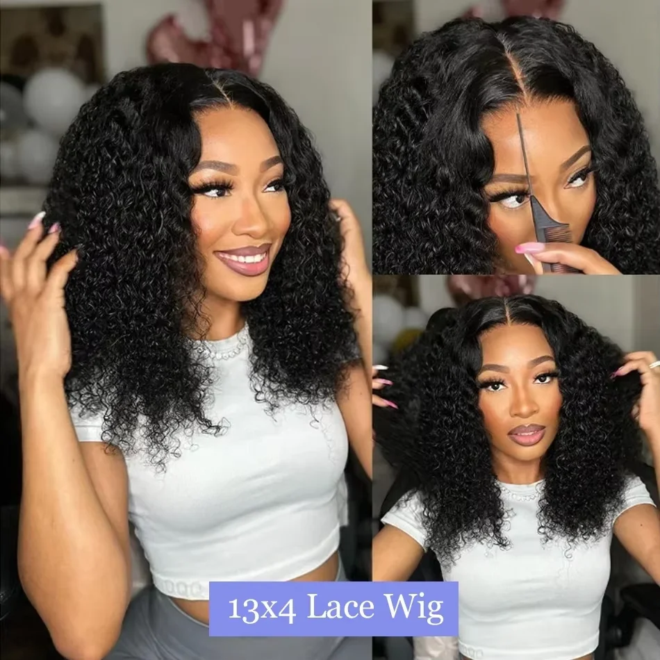 220 Density Remy Water Wave Curly Short Bob Wig Deep Wave 13x4 Lace Front 100% Human Hair Wigs Cheap Wigs 8 10 12 14 inch image 5