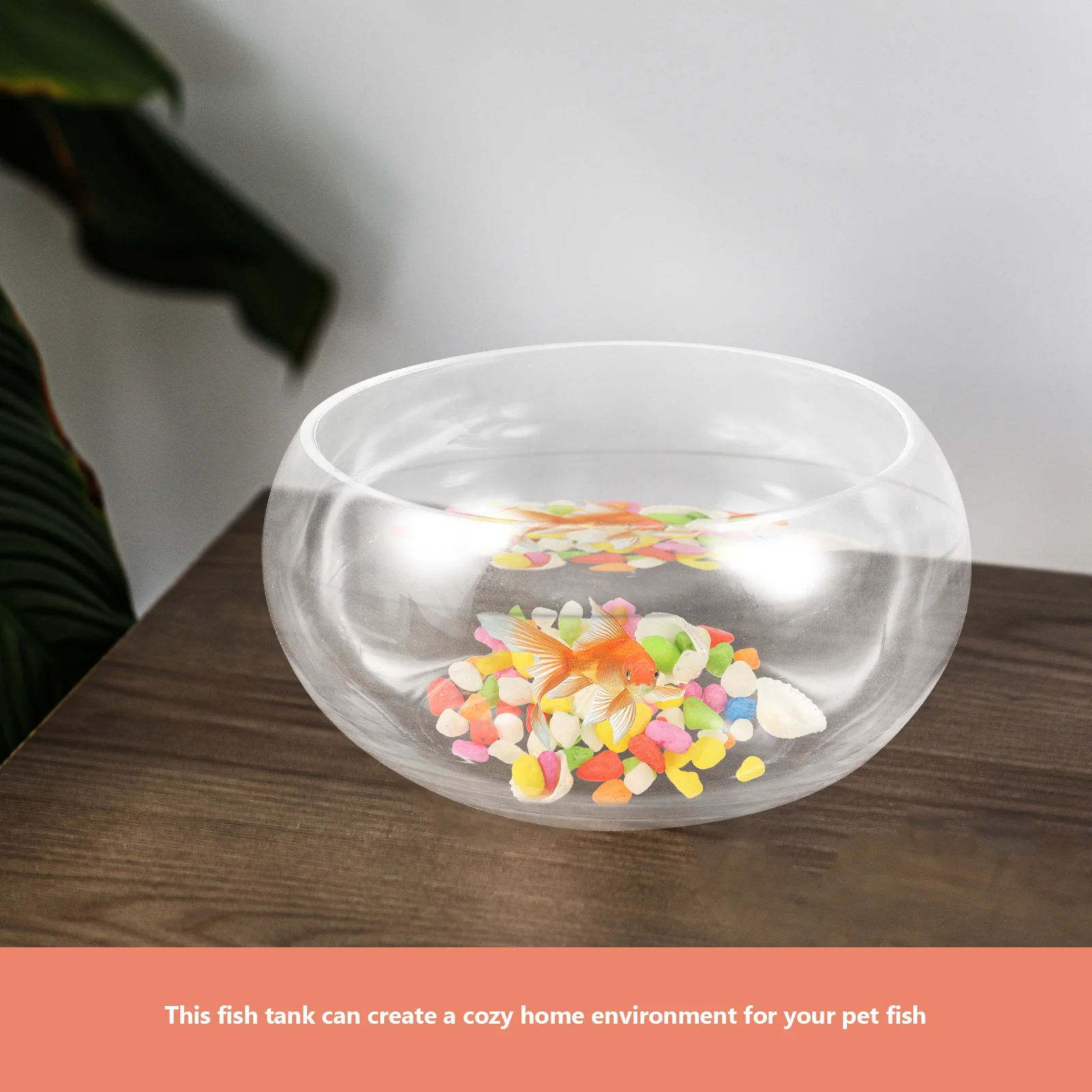 

Round Glass Fish Tank 20cm Large Fish Bowl with Aquarium Rocks Ideal for Goldfish and Desktop Decor