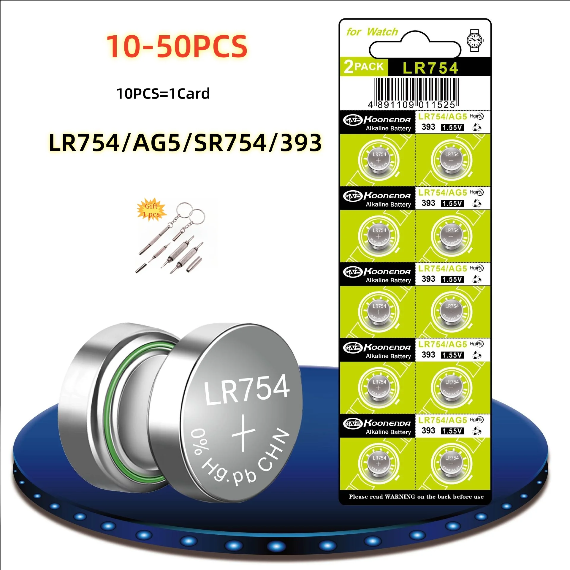 10-50pcs AG5 Button Cell Battery 1.5V LR754 393 SR48 SR754 Alkailine Coin Batteries