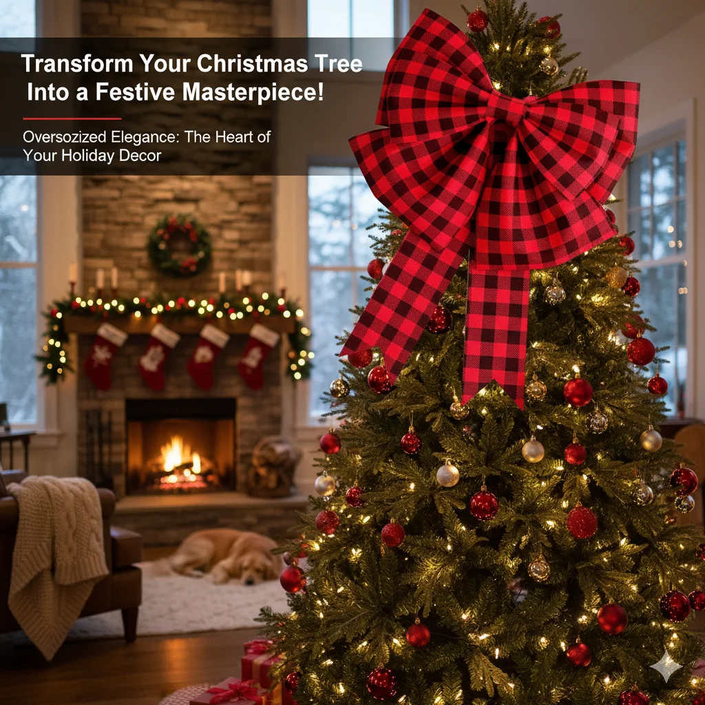 

Large Red Plaid EVA Foam Bow Handmade Decor DIY Big Knot Christmas New Year Wedding Party Backdrop Ornament Home Festive Decor