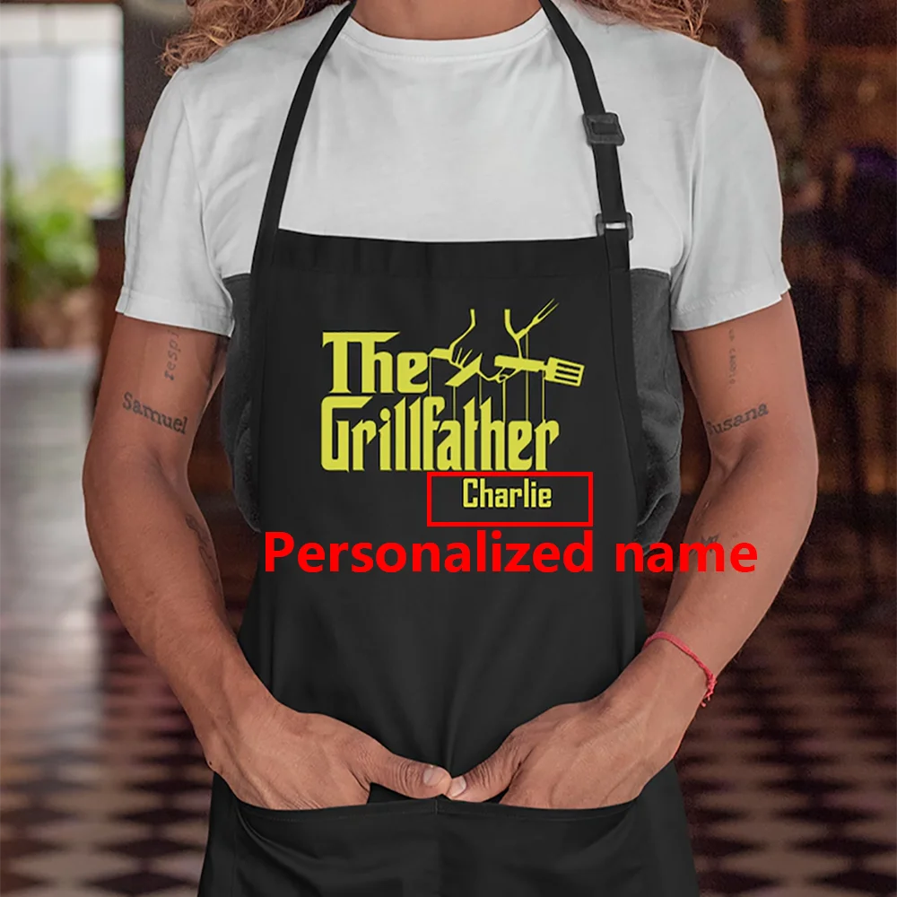 Personalized custom The Grillfather Apron Chef gifts for dad husband Chef Cooking Birthday fathers day party funny bbq apron