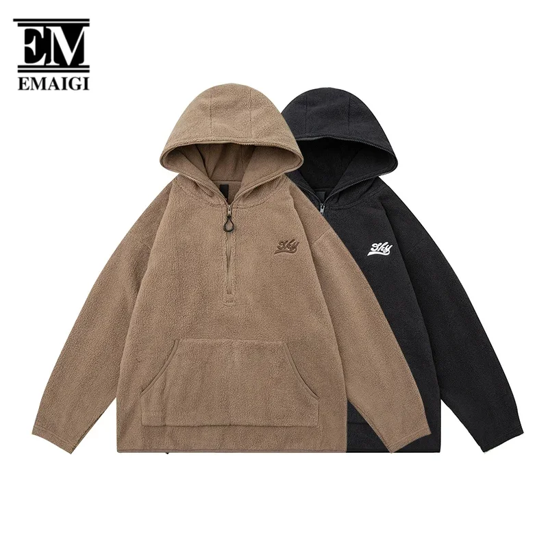 Autumn Winter 360g Double Sided Fleece Hoodie Men Streetwear Fashion Loose Casual Thicken Hooded Sweatshirts Cityboy Hoodies