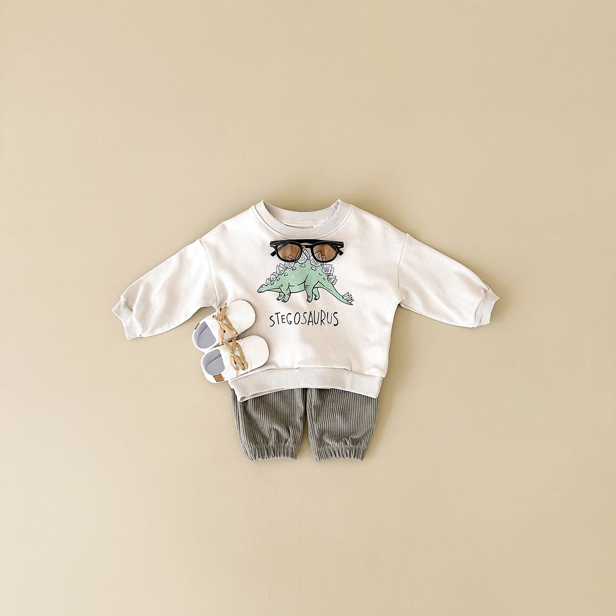 0-4Y Boy Girl Baby Clothes Set Newborn Cartoon Dinosaur Print Top Pants  Spring Autumn Cotton Long Sleeves Children 2PCS