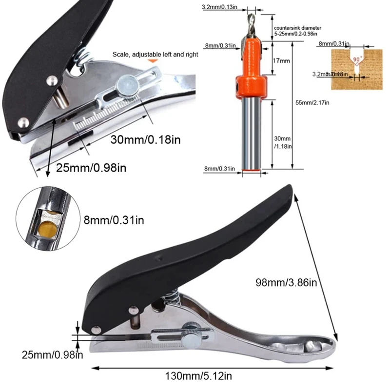 Single Hole Punch 5/16 Inch-8Mm Heavy Duty Hole Puncher Paper Punch Portable Hand Held Long Hole Punch For Paper Cards