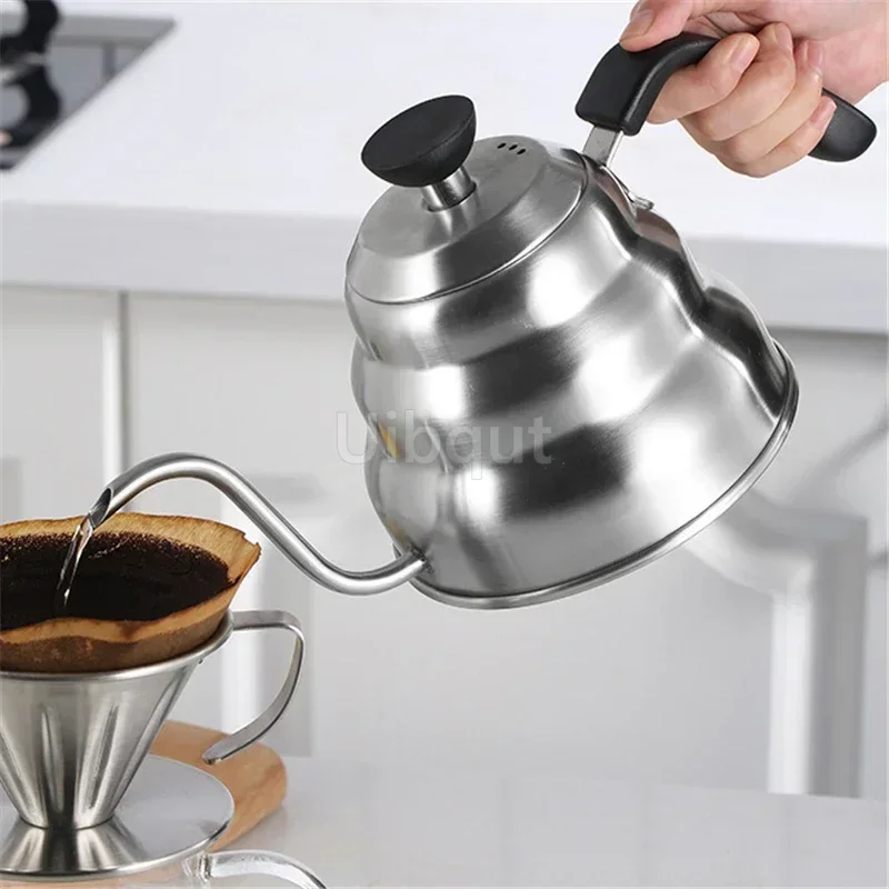 إبريق قهوة مخمر يدويًا 304 من الفولاذ المقاوم للصدأ وعاء ناعم الفم مرشح بالتنقيط غلاية طويلة منقار غلاية الماء الساخن وعاء معلق على الأذن على شكل سحابة