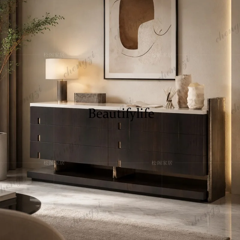 Italian floor-to-ceiling dining side cabinet light luxury high-end living room home creative drawer locker