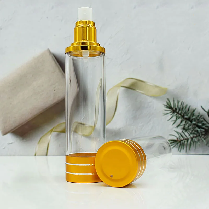 50 ml mattgoldene Airless-Flaschenschneidlinie für Lotion, Emulsion, Serum, flüssige Grundierung, Aufhellung, Essenz, Erholungskomplex