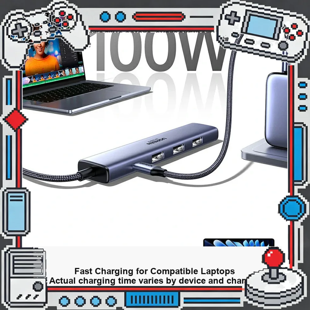 UGREEN 15905 USB C to DisplayPort 1.4 Hub 8K 60Hz 4K 240Hz 100W PD USB 3.0 Adapter.