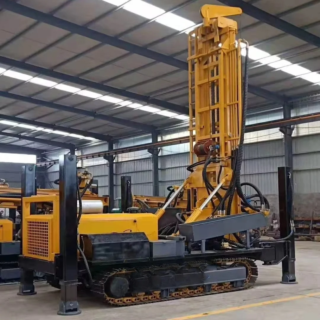 Hydraulic Crawler Water Well Drilling Rig Diesel-Powered Water Well Drilling Rig with Engine & Pump Maximum Depth 300m Portable