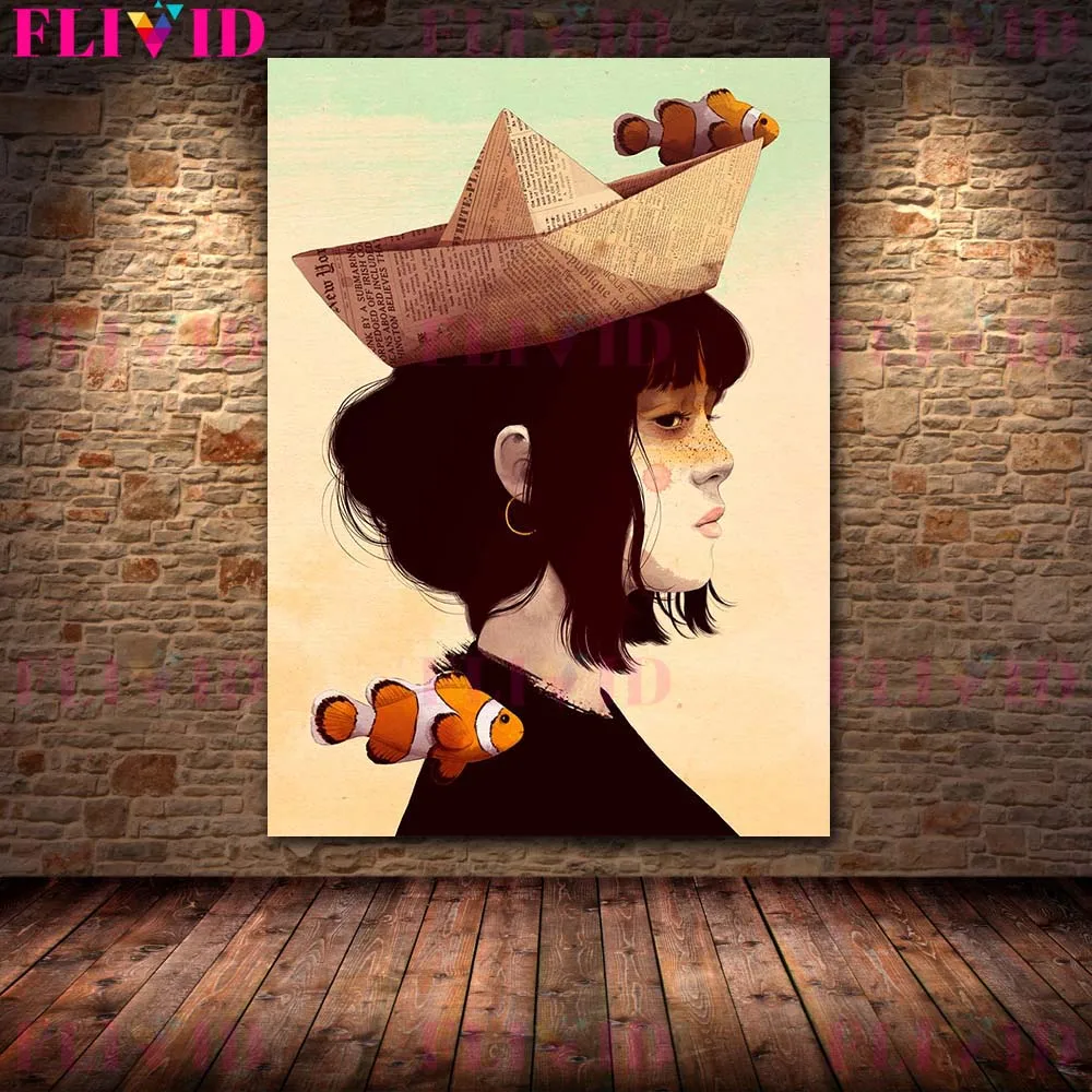 Vintage قناع فتاة البكاء مثير امرأة الغراب جدار الفن قماش اللوحة الملصقات والمطبوعات ديكور المنزل جدار صور لغرفة المعيشة