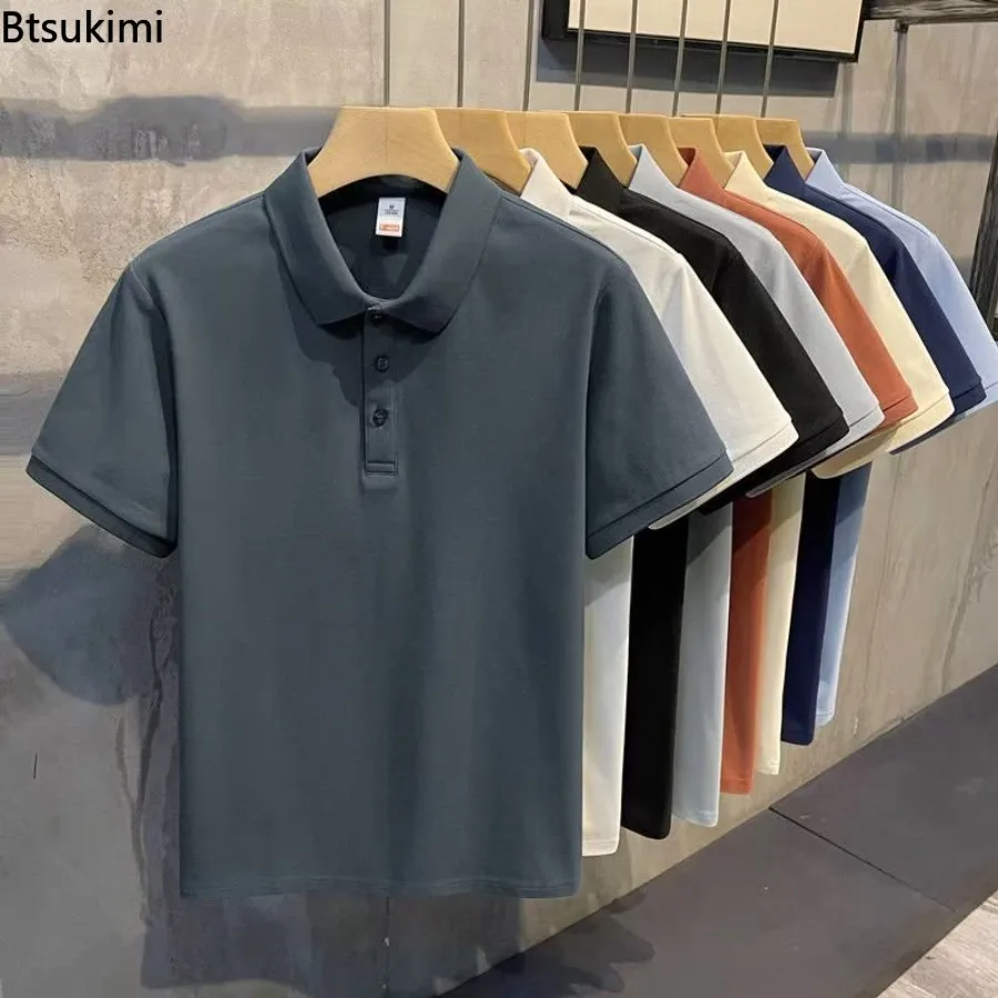 

Summer High Grade Men's Polo Shirts Solid Color Breathable Short Sleeve T-shirts Men Business Casual Shirts Sport Golf Tees Tops