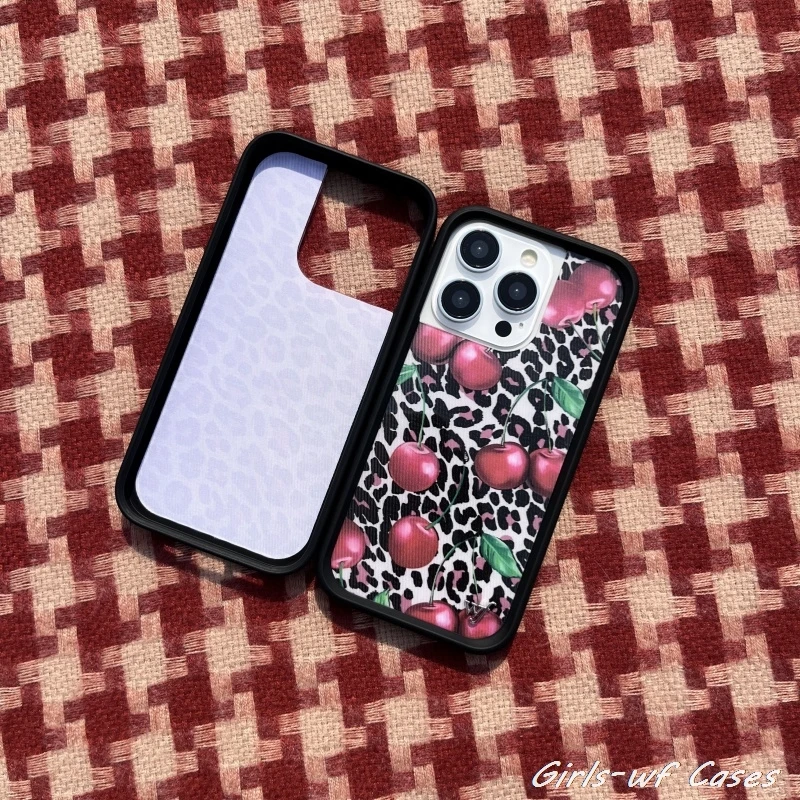 حافظة لهاتف آيفون 12 13 14 15 16 17 Pro Max Plus Air 16Pro Fashion wf غطاء نمر الكرز #4