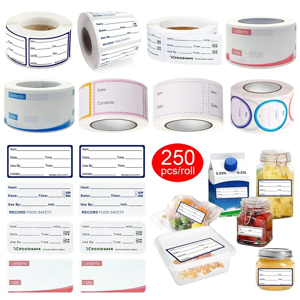 Removable Self Adhesive Refrigerator Kitchen Sticker Food Stickers Date Content Label Food Storage Label