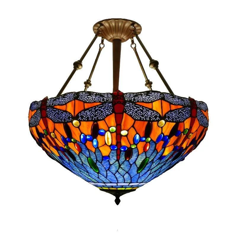 

Vintage design dragonfly, stained glass lamp, restaurant bar, club bedroom pendant