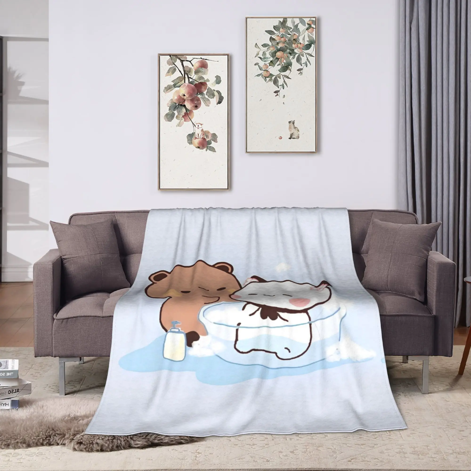 

Cute Bubu and Dudu Blanket Flannel Funny Warm Throw Blankets for Chair Covering Sofa Textile Decor