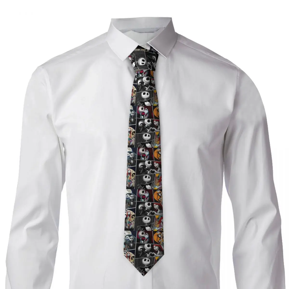 Custom Formal Jack And Sally Collage Neck Ties Men Silk The Nightmare Before Christmas Necktie for Party Cravat