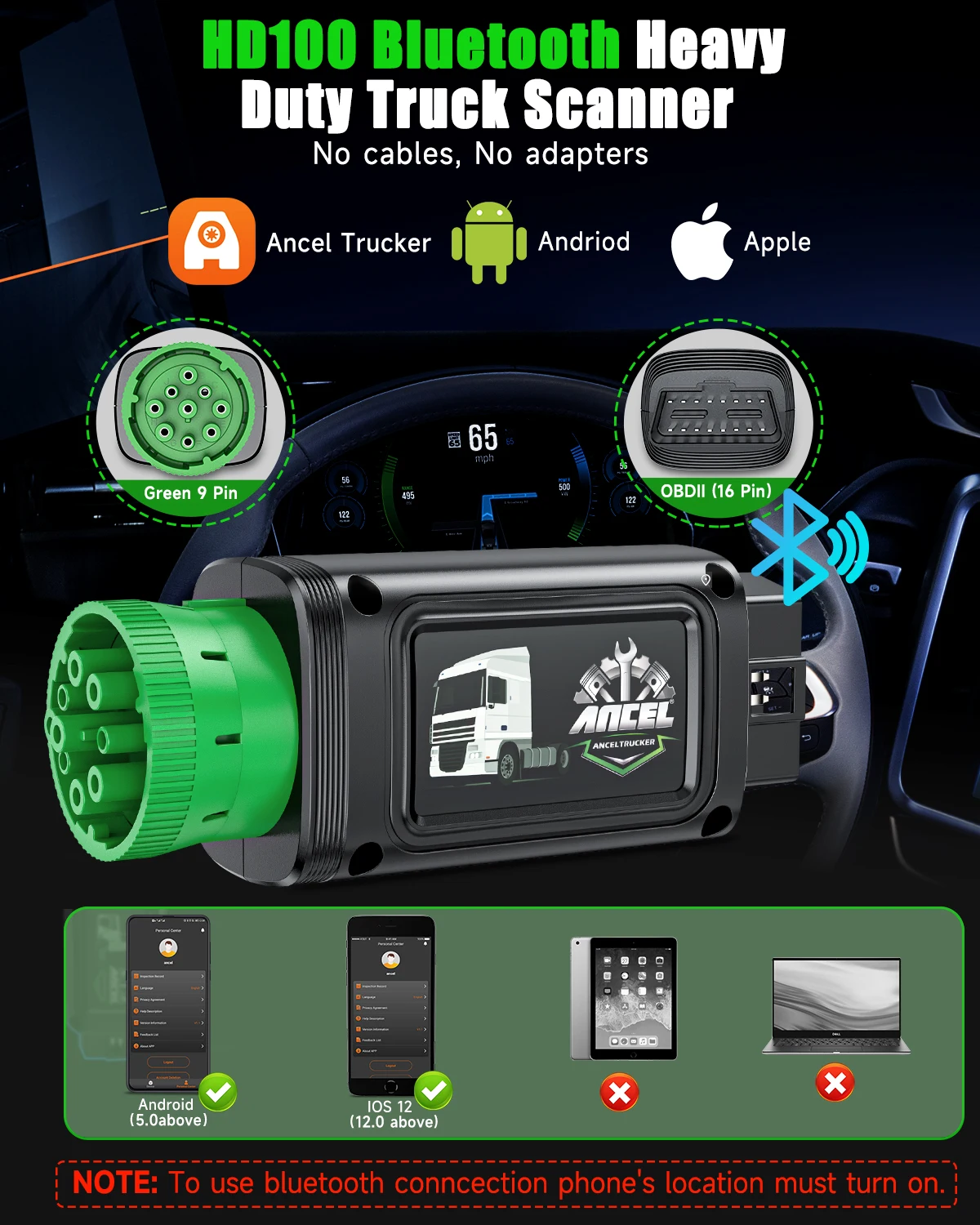 ANCEL HD100 Heavy Duty Truck S - огляд і ціна Obd2 Scanner Heavy Duty Truck