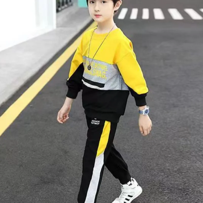 

Boys Sweatshirts +Pants Kids Suits 3PCS/Set Cotton 2024 Yellow Spring Autumn Cotton Tracksuits Sport Christmas Gift Children Clo