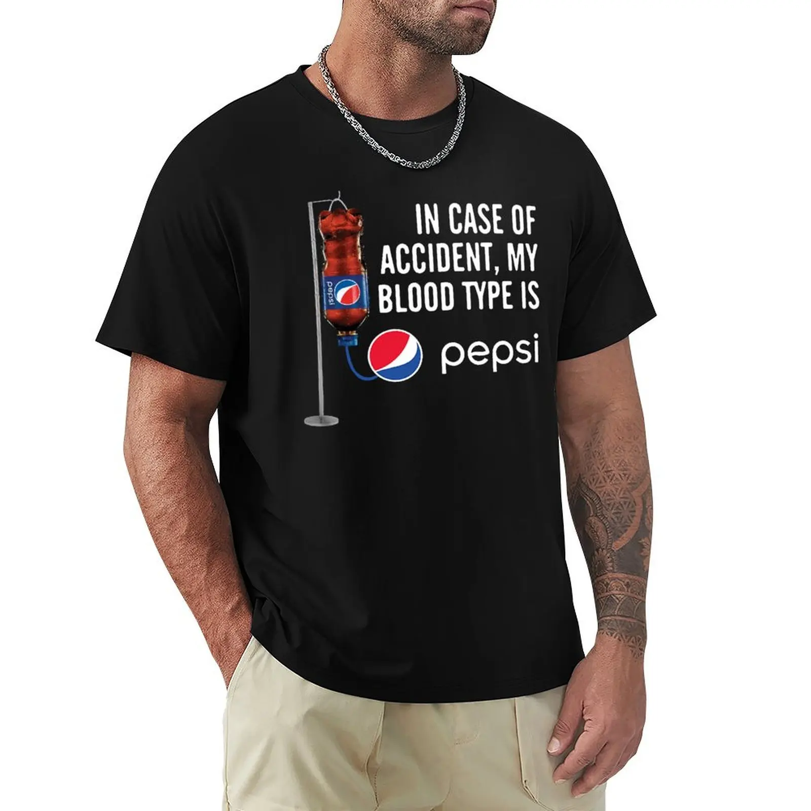 

in Case of Accident My Blood Type is -Pps T-Shirt Vintage Print Crew Neck Tee