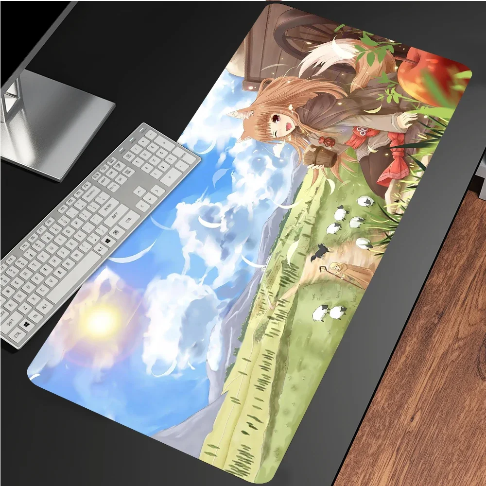 Anime Spice and Wolf Holo Lawrence Mouse Pad Thicken Desk Keyboard Pad Gaming Mice Mat Anti-Slip Playmat Cosplay Holiday Gift