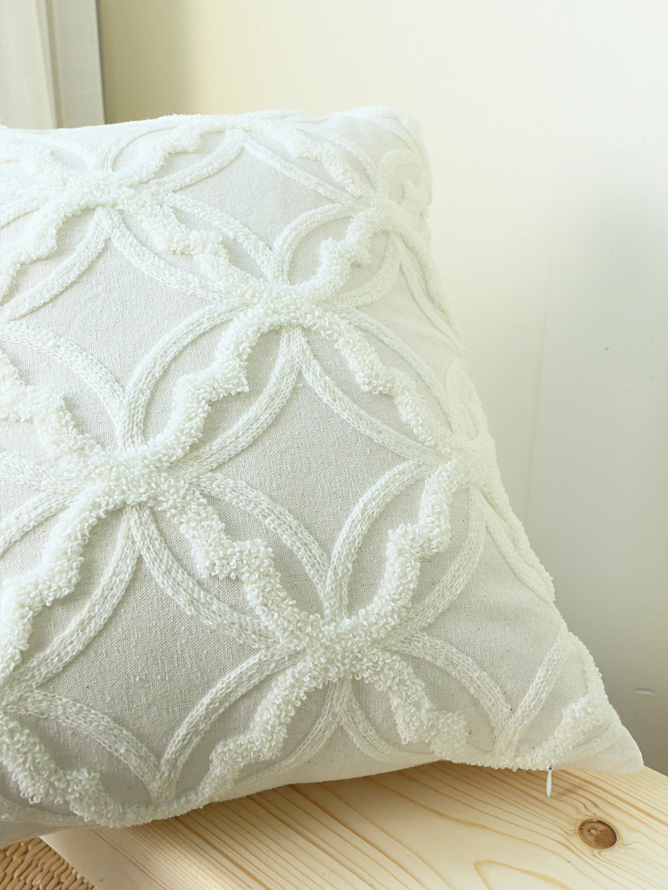 1pc, Geometric Towel Embroidery Cushion Throw Pillow Cover - Soft and Durable Canvas Cover for Home Decor