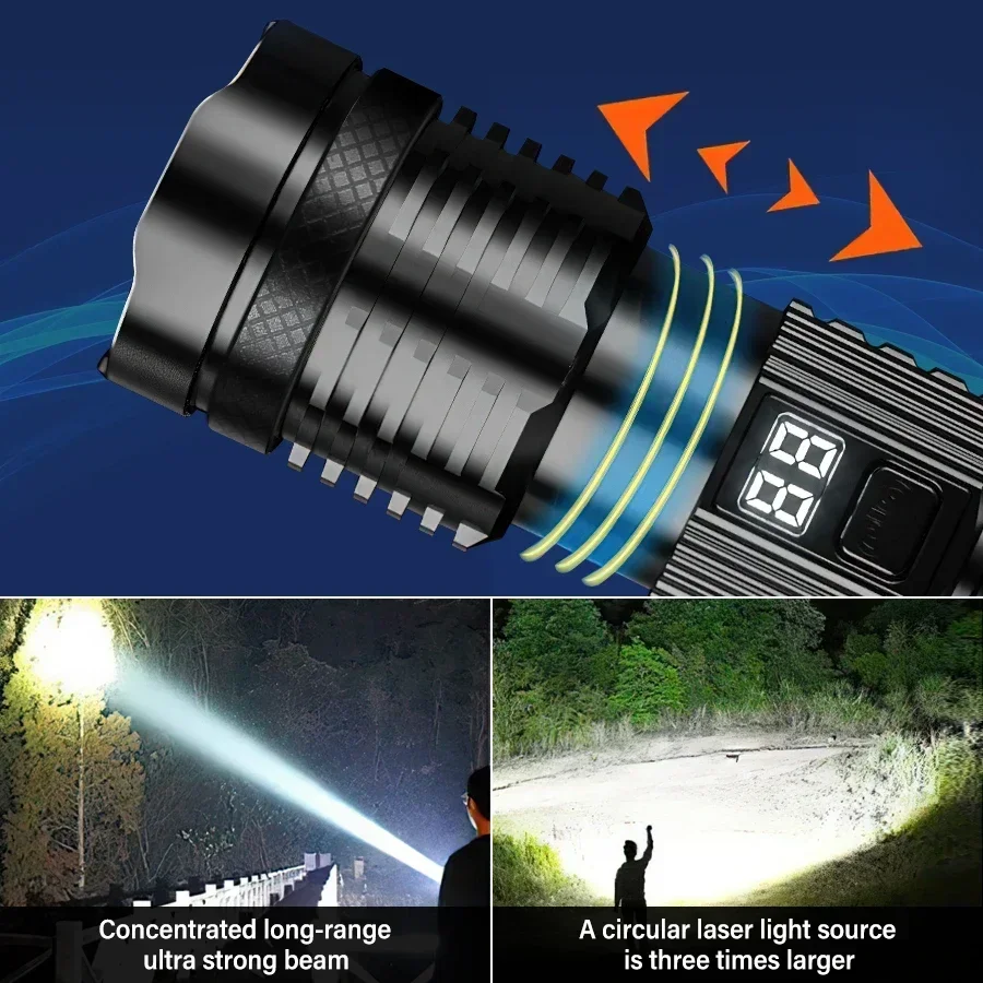 High Power Led Flashlights Long Shot Zoom Super Bright Flashlight Led USB Rechargeable Very Strong Led Flashlight For Camping