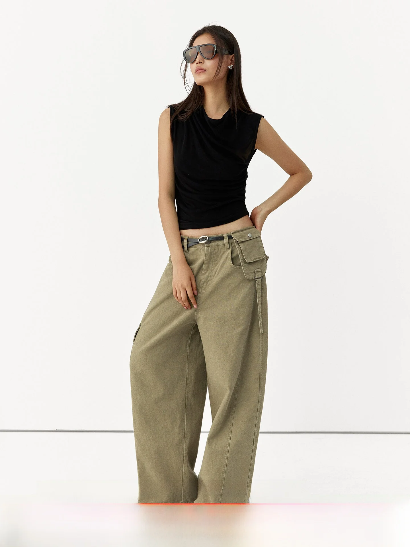 

Cool Sle Workwear Pants Women Loose Straight Leg Multi kets Khaki Casual Slimming Faionable Wide Leg Trousers