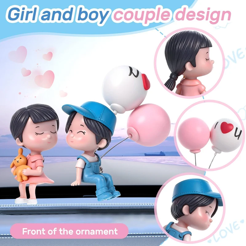 Car Cute Kissing Couple Doll Car Decoration Car Accessories Cute Cartoon Couple Movable Doll Balloon Ornaments Balloon Ornaments
