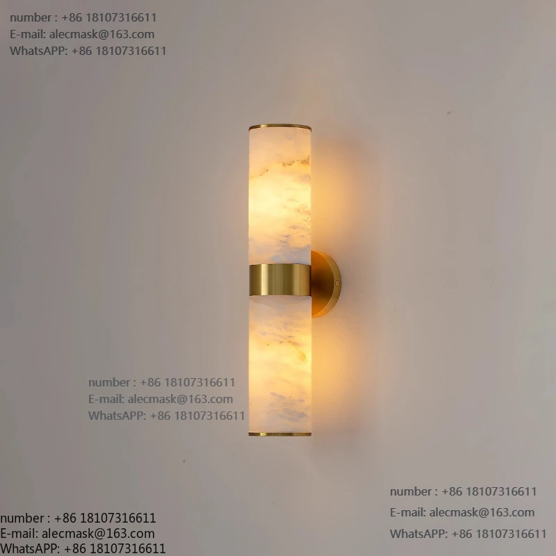 

Modern simple light luxury hotel room living room bathroom aisle dining room natural marble all copper bedroom bedside wall lamp