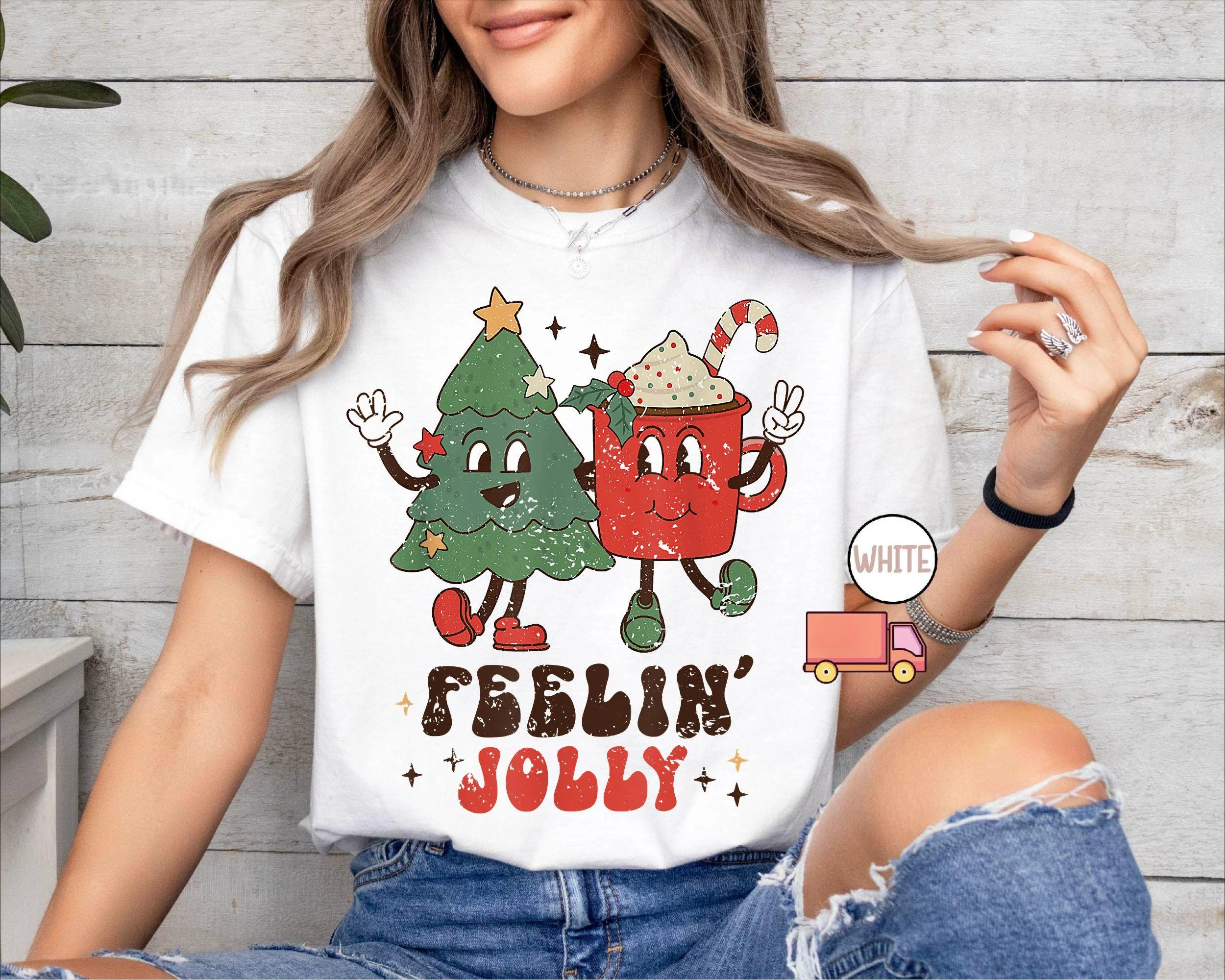 تي شيرت نسائي مقاس كبير ذو ملمس ريترو جولي لعيد الميلاد من القطن الخالص يسمح بمرور الهواء وعصري ومتعدد الاستخدامات للجنسين مقاس كبير