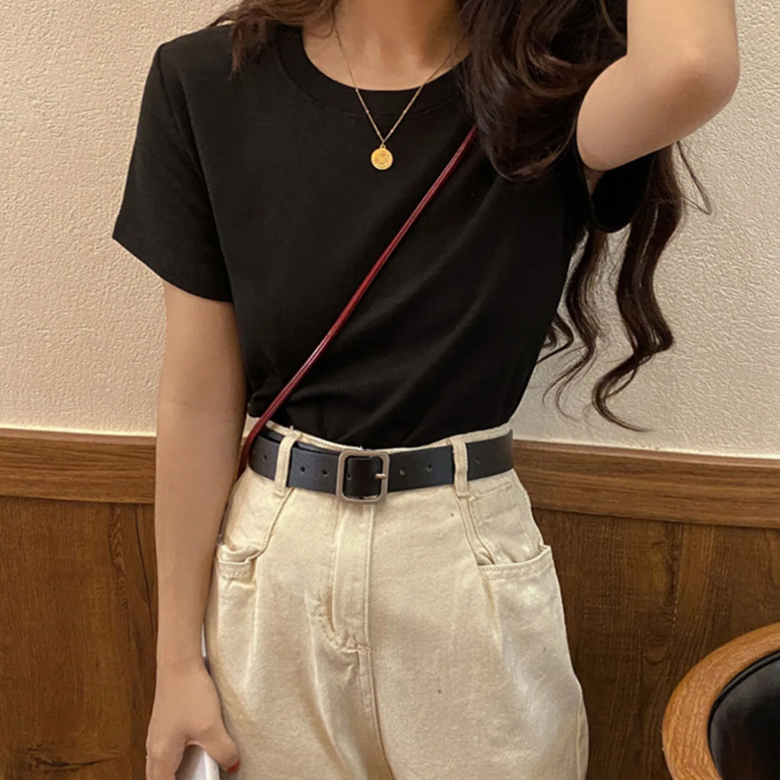 High Quality 3 Kinds Solid Color S-2XL Plain T Shirt Women Cotton Elastic Basic T-shirts Female Casual Tops Short Sleeve T-shirt