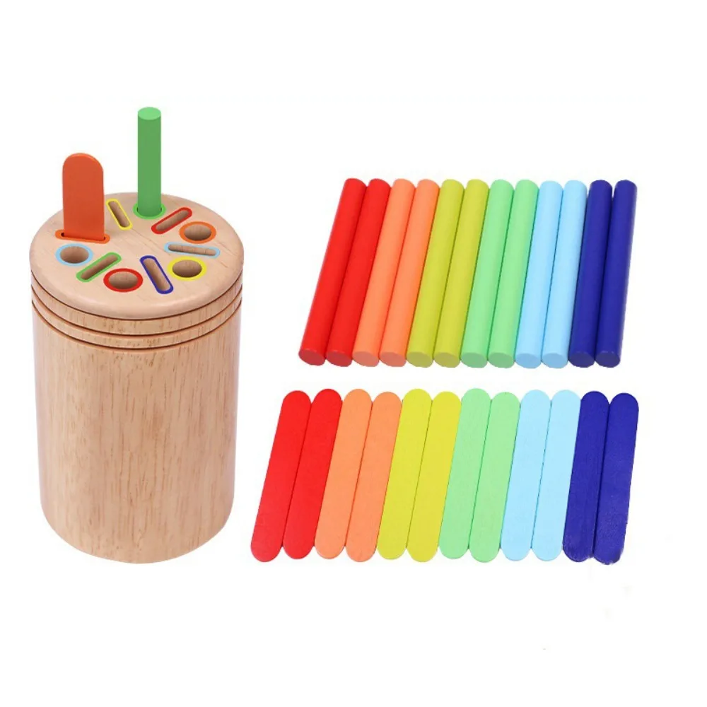 Nouveau matériel en bois jouets d'apprentissage développement éducatif couleur tri jouets pièce de monnaie tri Montessori jouets 1-3 ans