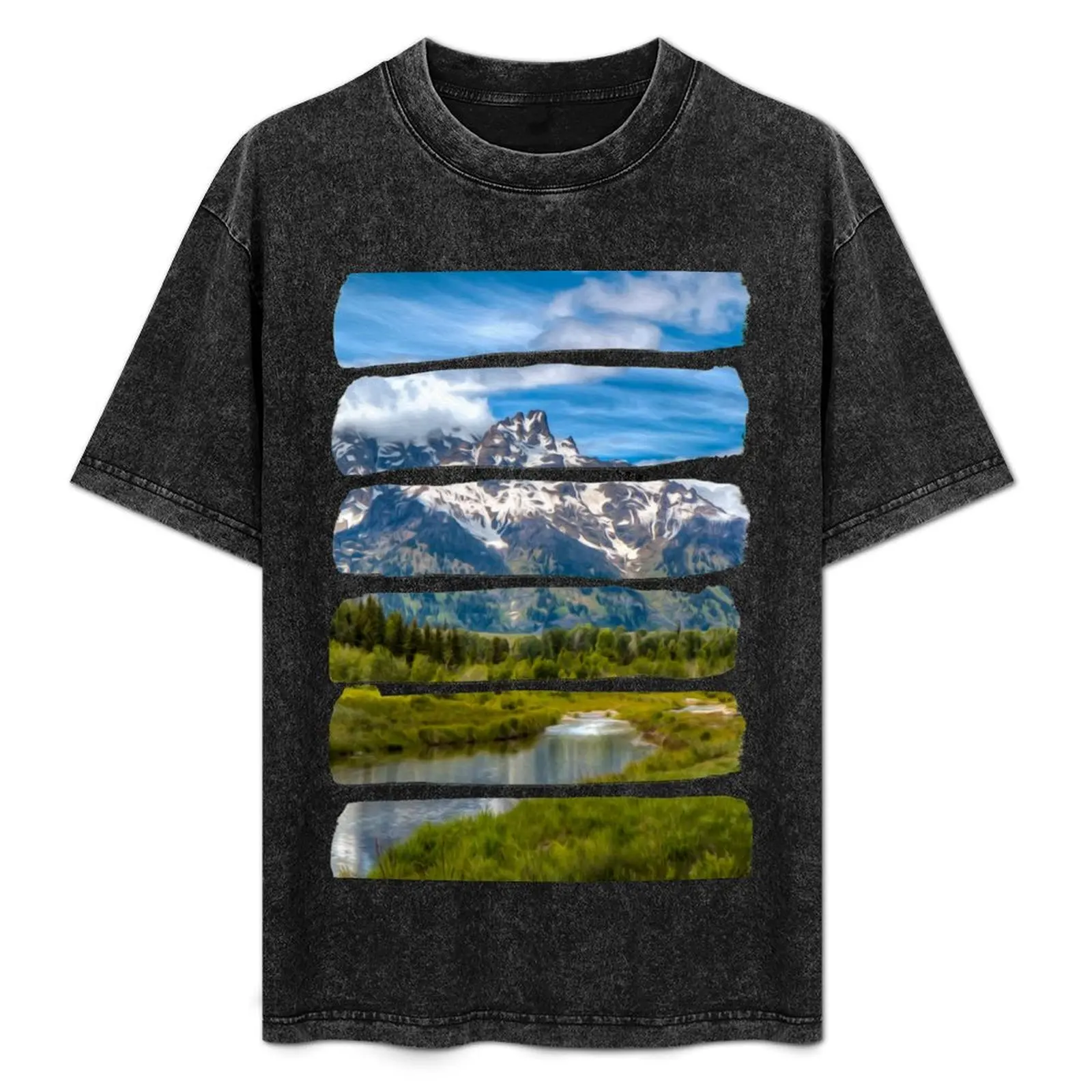 Painted Teton Range T-Shirt Casual Basic Street Style T-Shirt