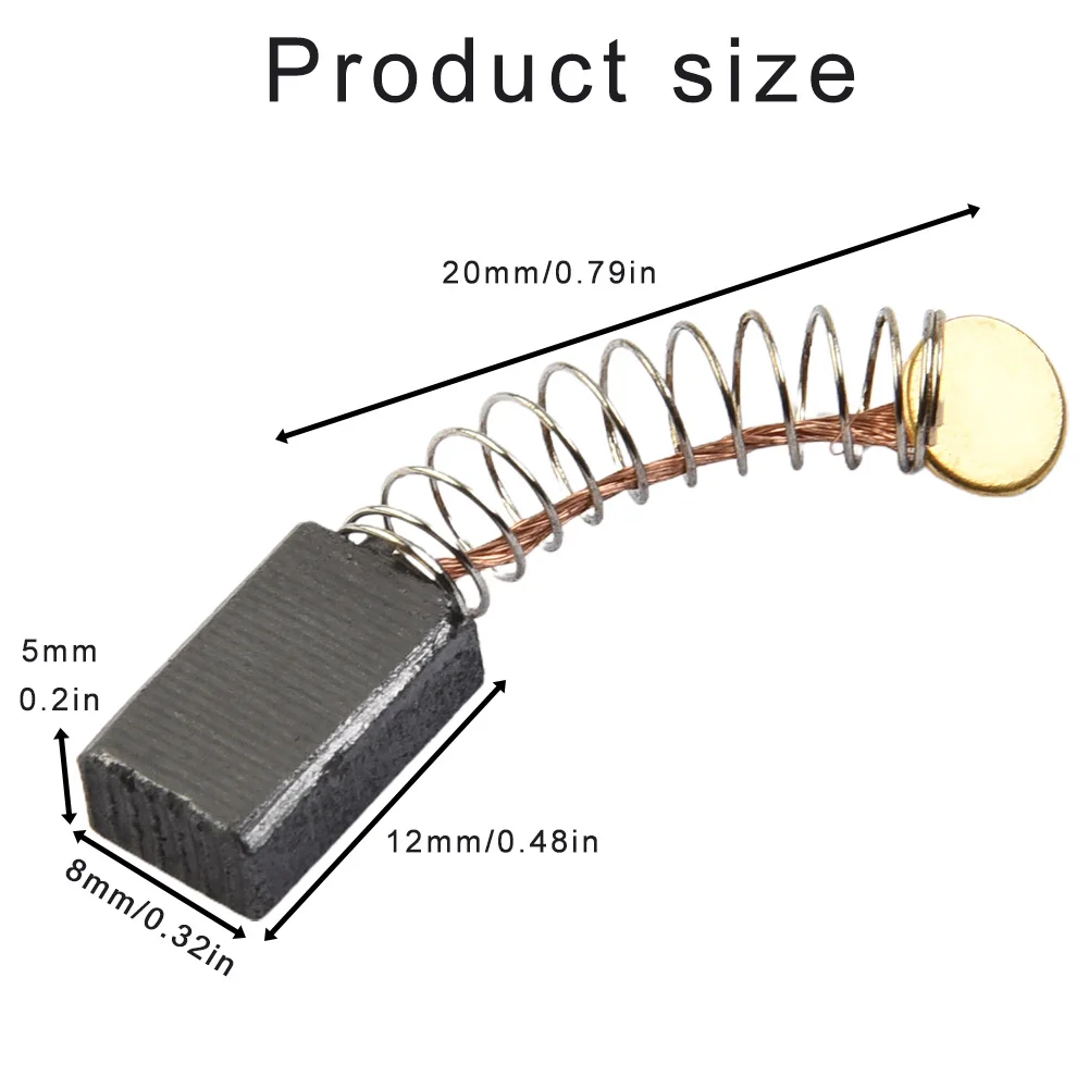 Ten Pack of Replacement Carbon Brushes for Power Tool Motors Standard Size Length=12 mm Width=8 mm Height=5 mm