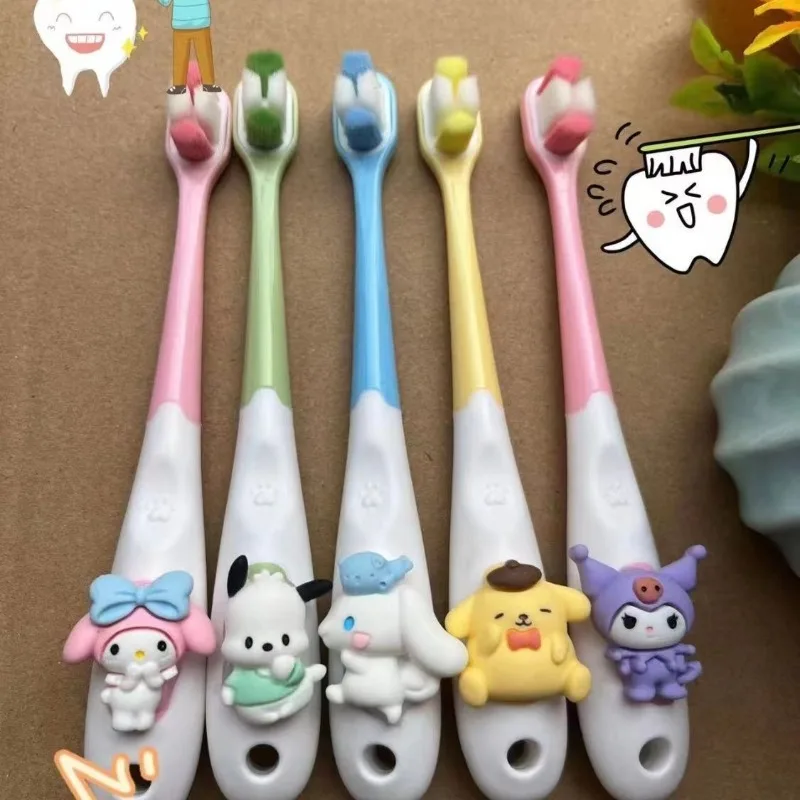 Sanrio cartoon animation cute kuromi pompompurin fashion student children's toothbrush soft bristle brush daily necessities