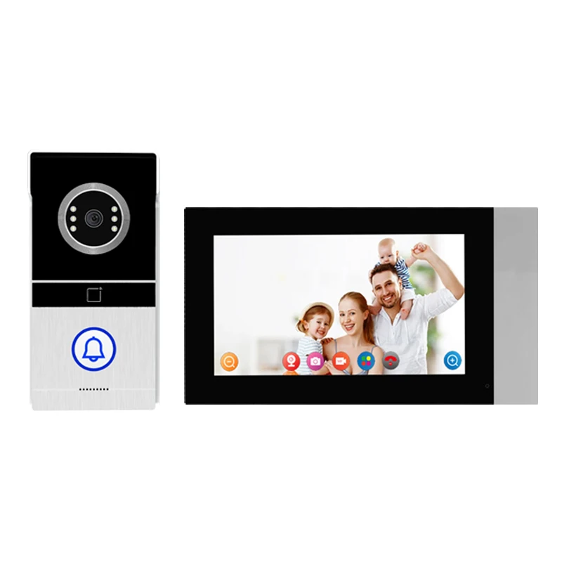 Interphone Visiophone Extérieur Tuya 7 Pouces 1080p, Sonnette Caméra Sans Fil avec Vision Nocturne e