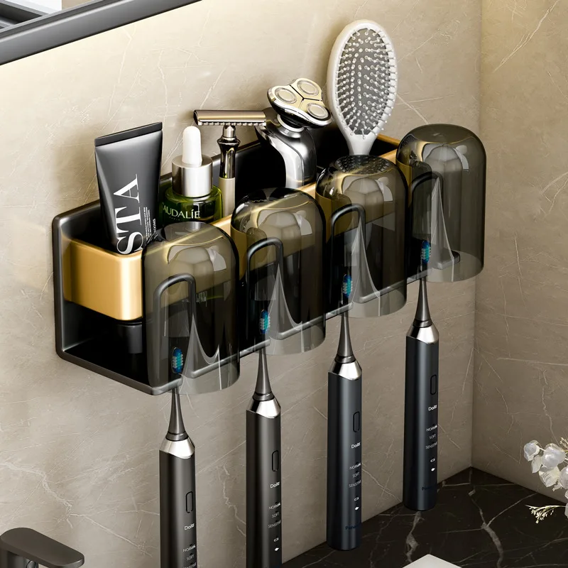 Toothbrush Holder Wall-mounted Gargle Cup Storage Electric Razor Shaver Shelf Batchroom Toiletries Organization Toothbrush Rack