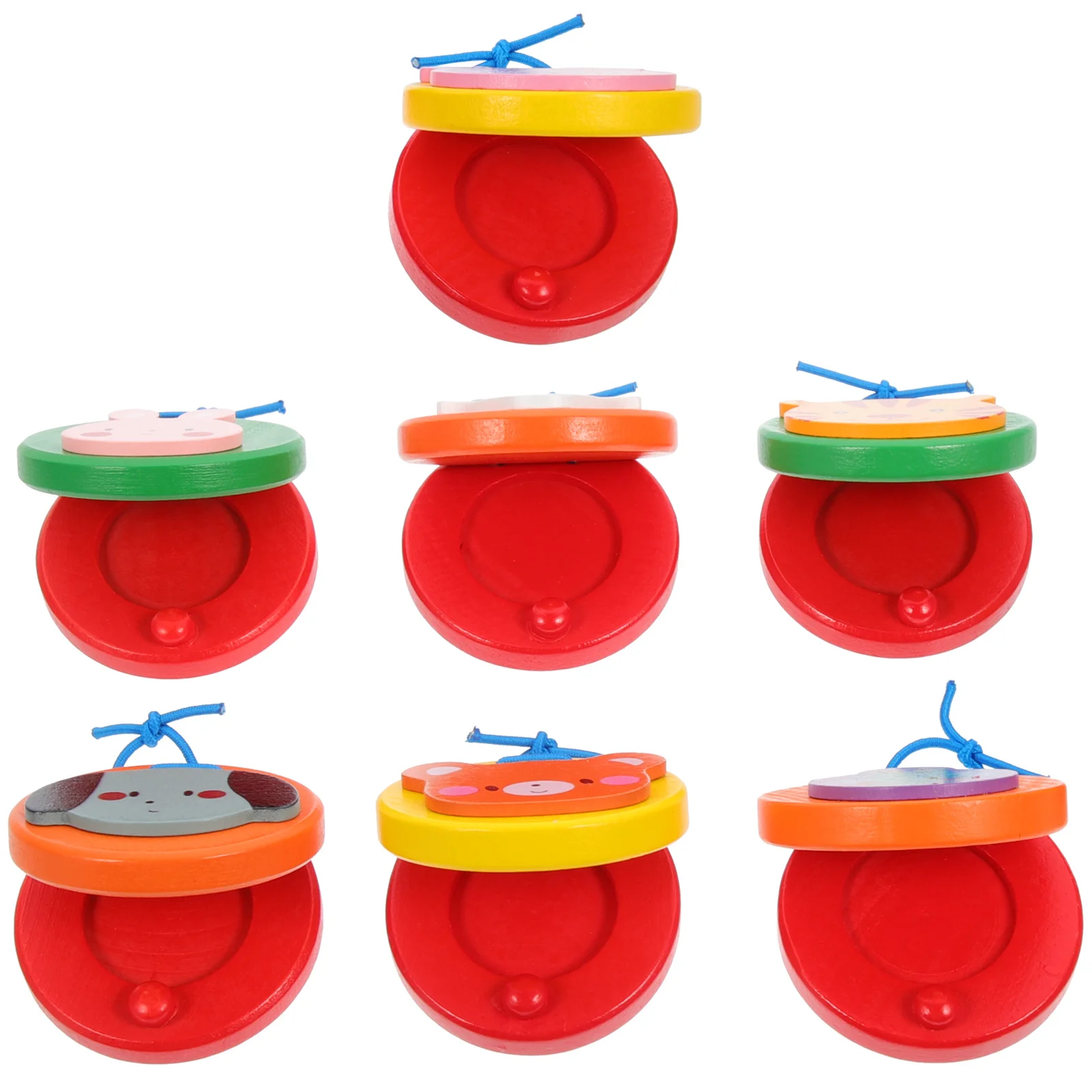 

7pcs Wooden Castanet Animal Clappers For Educational Percussion Instruments Musical Preschool Learning Tool