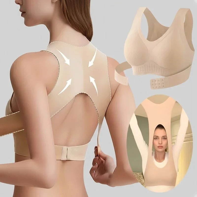 Posture Corrector Bra Back Support Front Closure Underwear for Women Supportive Bras without Underwire