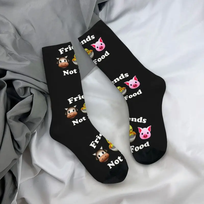 Chaussettes de sport de basket-ball pour hommes et femmes, impression 3D, animaux végétaliens mignons, pas de nourriture, cool, amis, chaud, mode