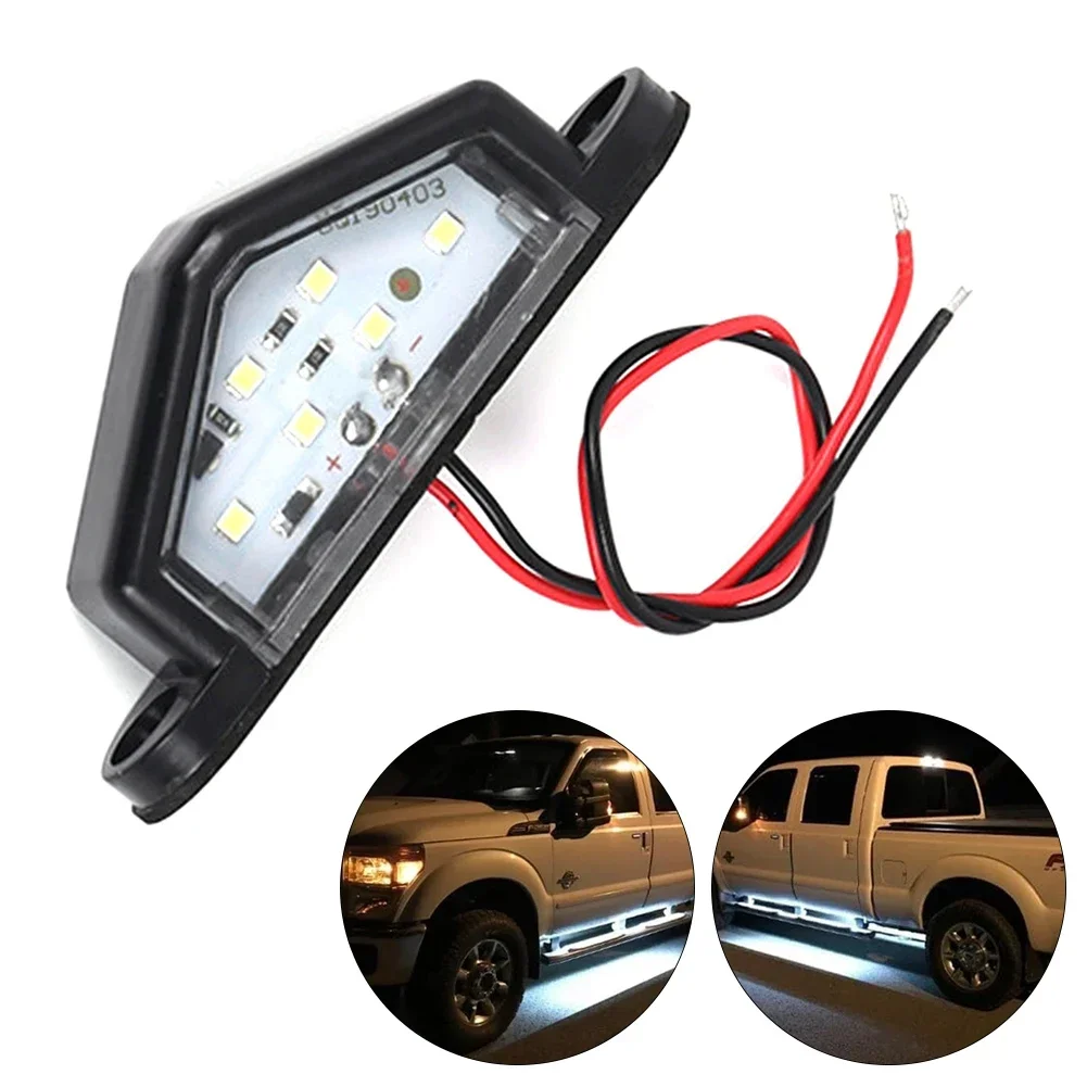 12V Car 6 LED Lamp Trailer Rear Tail Light White LED Number Plate Lamp Truck LED License Number Plate Light Driving Warning Bulb