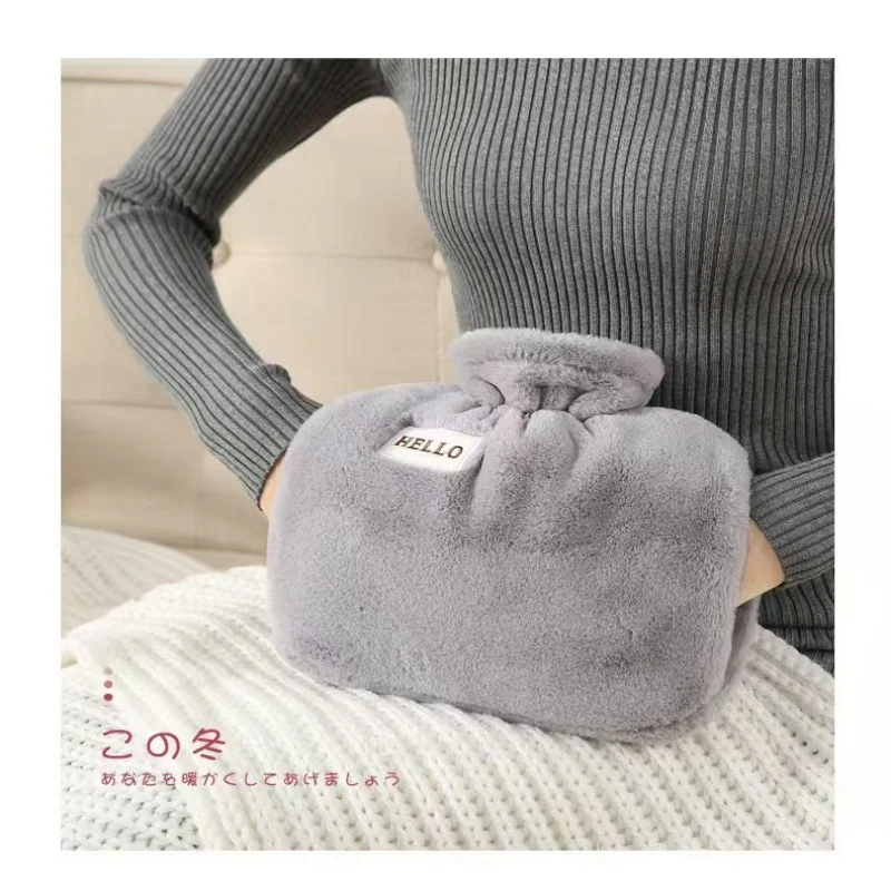 A cartoon warm water bag, hot water bag, warm stomach, warm bed, rabbit velvet, water filled, warm hands treasure